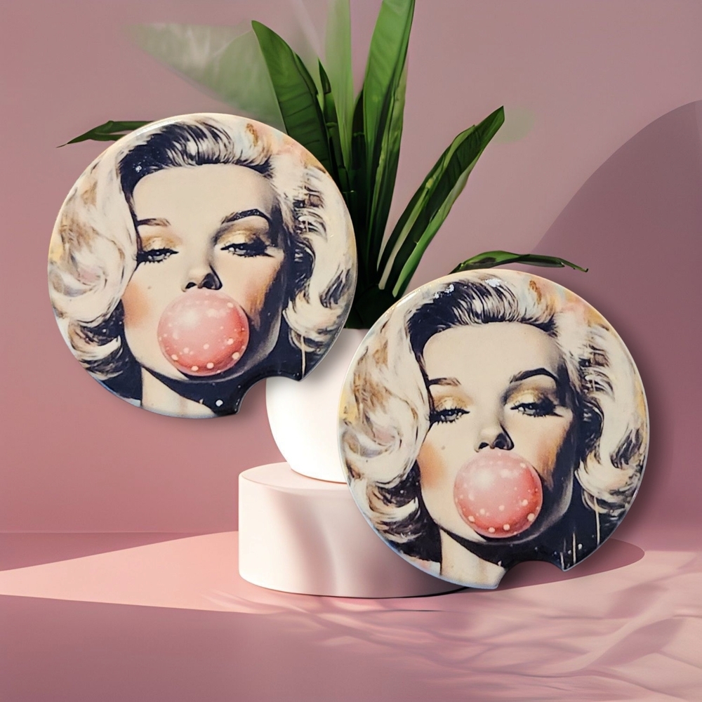 Marilyn Monroe Pink Bubble Pop Art Coasters (Pair)